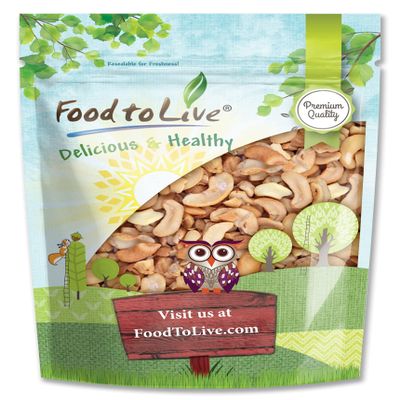 Food to Live - Dry Roasted Cashew Pieces with Himalayan Salt, 8 Ounces - Oven Roasted Nuts, Lightly Salted, No Oil Added, Vegan Snack, Keto, Kosher, Bulk