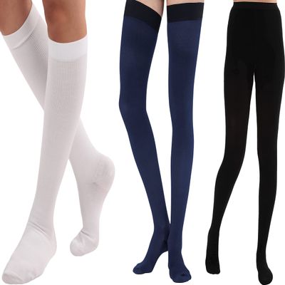 (3 Pairs) Made in USA - Compression Socks for Nurses & Pregnant Women 20-30mmHg with Circulation - Cotton Knee Hi for Men & Woman with Closed Toe - White, X-Large