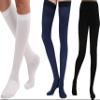 (3 Pairs) Made in USA - Compression Socks for Nurses & Pregnant Women 20-30mmHg with Circulation - Cotton Knee Hi for Men & Woman with Closed Toe - White, X-Large view 1
