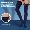 (3 Pairs) Made in USA - Compression Socks for Nurses & Pregnant Women 20-30mmHg with Circulation - Cotton Knee Hi for Men & Woman with Closed Toe - White, X-Large view 4
