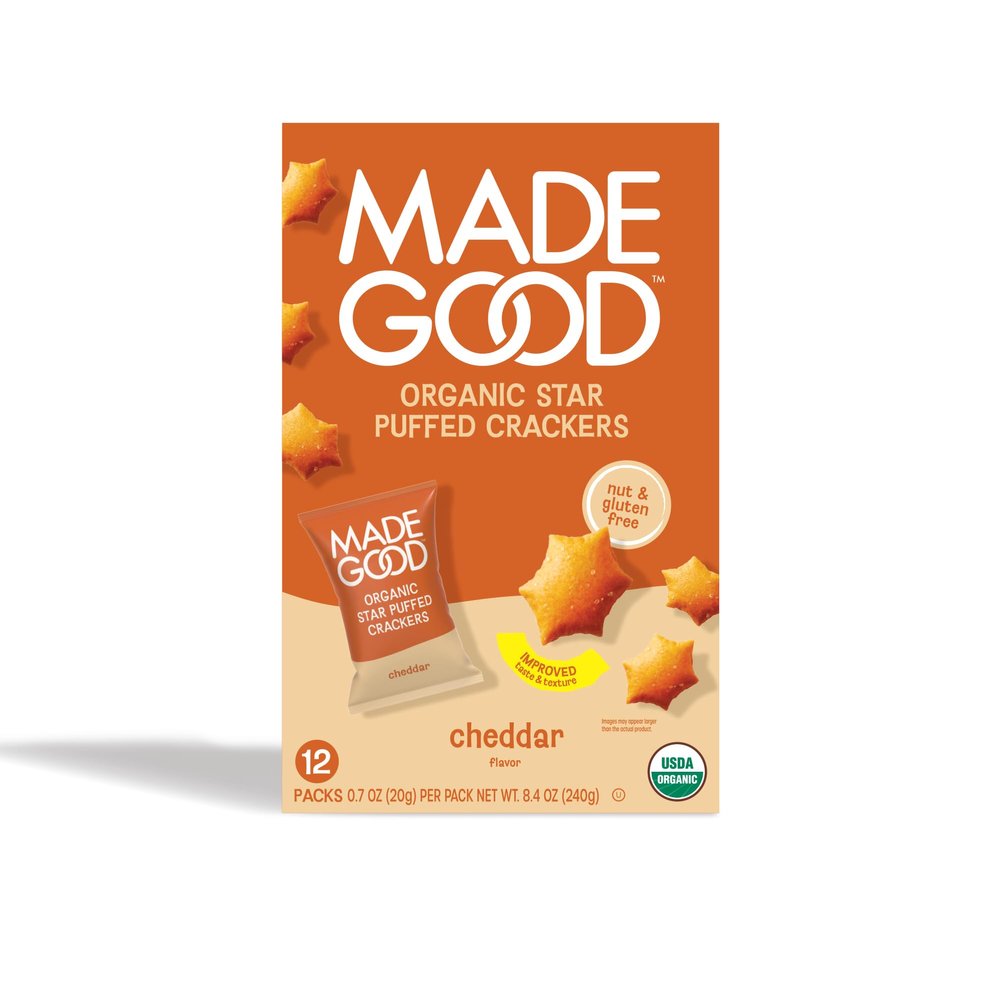 MADEGOOD Organic Cheddar Star Puffed Crackers Multipack, 8.4 OZ