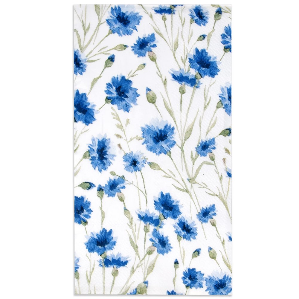 Gift Boutique 100 Blue Indian Poppy Floral Guest Napkins Decorative Hand Towels Disposable Paper Spring Flowers Napkins for Toilet Powder Room Holiday Wedding Bridal Shower Flower Party Napkin Towel