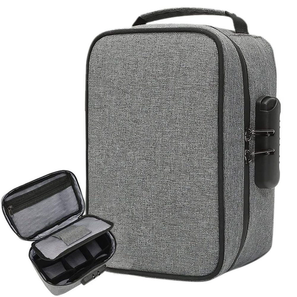 A2B Smell Proof Bag with Combination Lock Large Odor Proof Storage Case Container with Removable Compartments Smell Proof Stash Bag File Organizer for Home Travel A2B(grey)