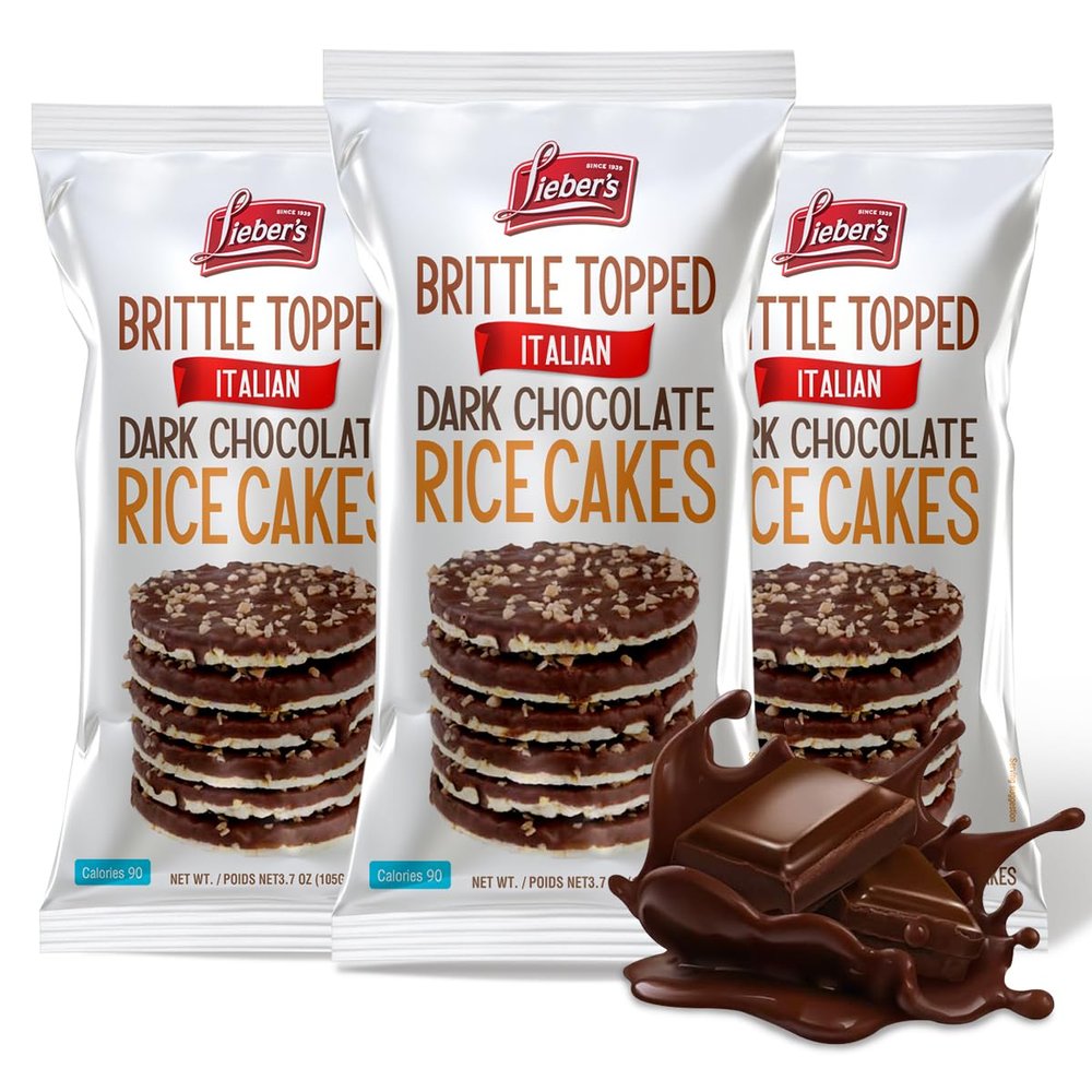 LIEBERS Thin Chocolate Rice Cakes, Kosher Certified Dairy and Dairy Free Options, Gluten Free Snack (Brittle Topped Dark Chocolate)
