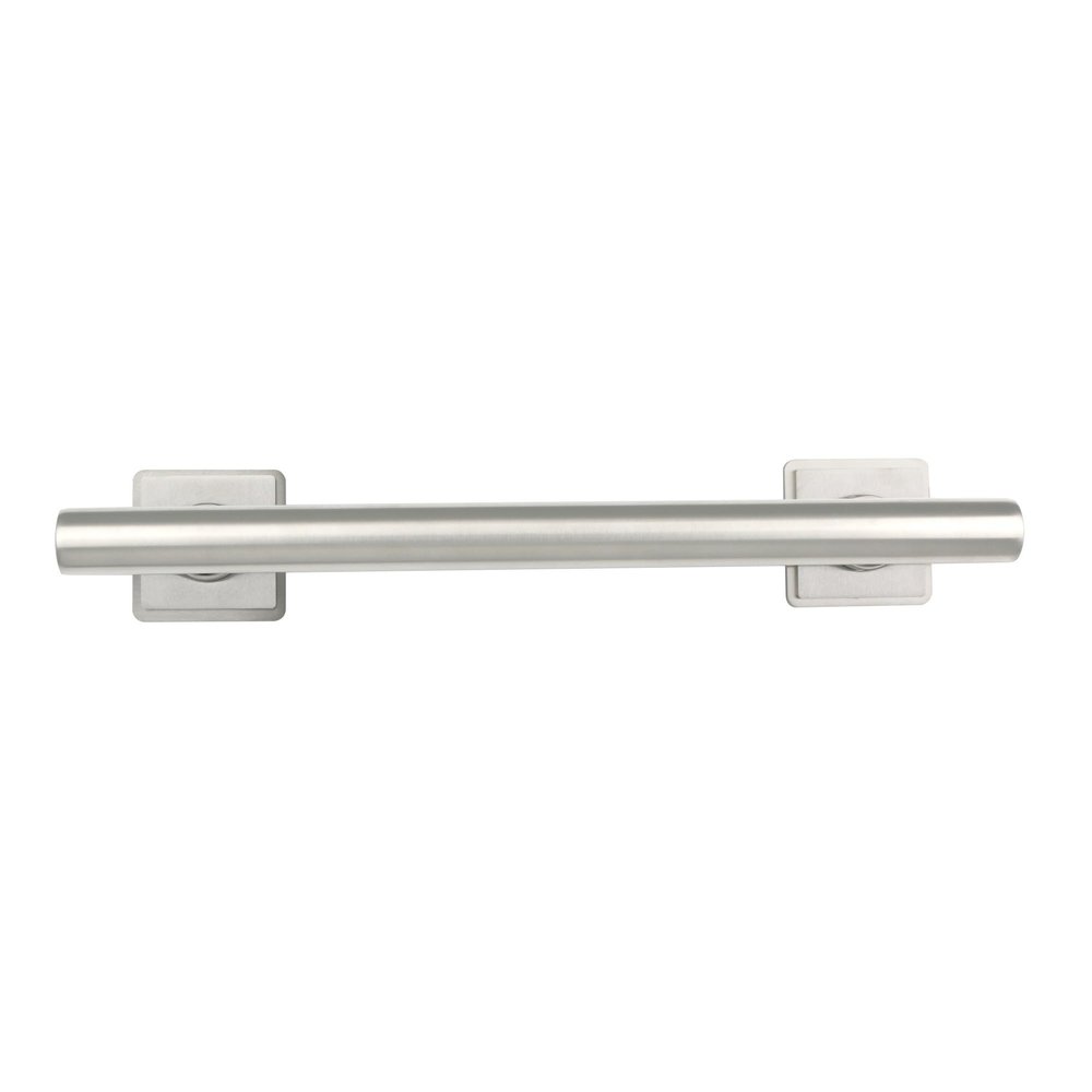 12-inch Coronado Designer Straight Bathroom Shower Grab Bar with Decorative Square Flanges, Satin