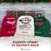 Printualist Personalized Drawstring Christmas Santa Sack, 4 Pack, Beige, Green or Red - Add Your Name - Custom Embroidered Santa Sack Canvas Stocking Bags for Kids, Family view 2