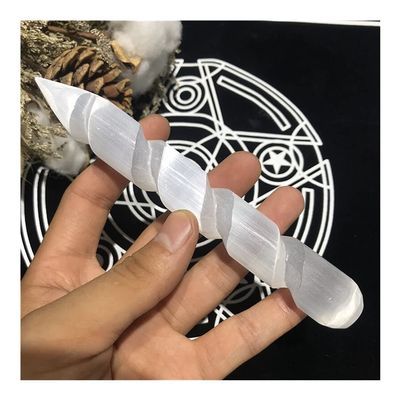 Health & Household Natural White Selenite Stick Crystal Double Point Wand Mineral Specimen Hand Carved Ornament Healing Gift (Color : 16x2cm 105g, Size : 2pcs)