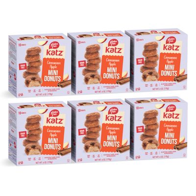 Katz Gluten Free Mini Cinnamon Apple Donuts. Fresh Baked With Juicy Apples & Dusted With Cinnamon Sugar. Gluten Free. Tree Nut, Peanut, Dairy & Soy Free. Kosher. 10 Donuts. 6.0 oz. (Pack of 6)