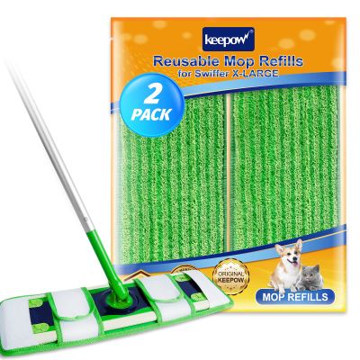 KEEPOW XL Dry Sweeping Cloths for Swiffer XL, Dry Refills for Swiffer XL Mop, Reusable Microfiber Mop Pads for Hardwood Floor, 2 Pack