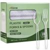 [200 Count] Disposable Plastic Silverware, Heavy Duty Forks and Spoons Set, Durable Plastic Utensils Cutlery Set for for Parties, Picnics, Big Event, Daily Use - Bpa free view 1