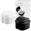 Denture Bath Box Cup Container Case, Complete Clean Care for Dentures, Clear Braces, False Teeth, Mouth Guard, Night Guard & Retainers,Traveling (Black & White) view 1