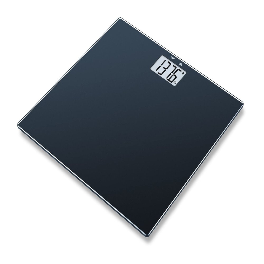 Beurer GS435B Glass Bluetooth Scale for Body Weight with BMI Composition Measurement, Smart Digital Bathroom Scales Connects with Health App Analyzer, Weigh in Kg and Lbs, Black