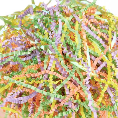 PAPER FAIR 1 LB Iridescent Easter Grass Crinkle Cut Paper, Green Yellow Purple Blush Paper Shred Filler Mix Strand Raffia Tissue Craft Bedding Cushion, Party Birthday Gift Box Basket Retail