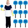 9 Pieces Twist on Cobweb Duster Bulk for Cleaning Company Cleaning Spider Web Remover Brush Cobweb Duster Head Attachment Fits Standard Threaded Poles, No Pole, Medium Stiff Bristles, Blue view 1