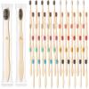 Sieral 120 Pcs Bamboo Toothbrushes Bulk Soft Bristle Individually Wrapped Travel Toothbrush Natural Wooden Tooth Brush for Homeless Kid Adult Home Travel Use, 7.5 Inch, 12 Colors (Letter) view 1