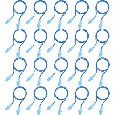 20 Pairs Corded Ear Plugs Reusable Silicone Earplugs with String Banded Ear Plug for Sleeping Noise Cancelling Noise Reduction Hearing Protection(Blue)
