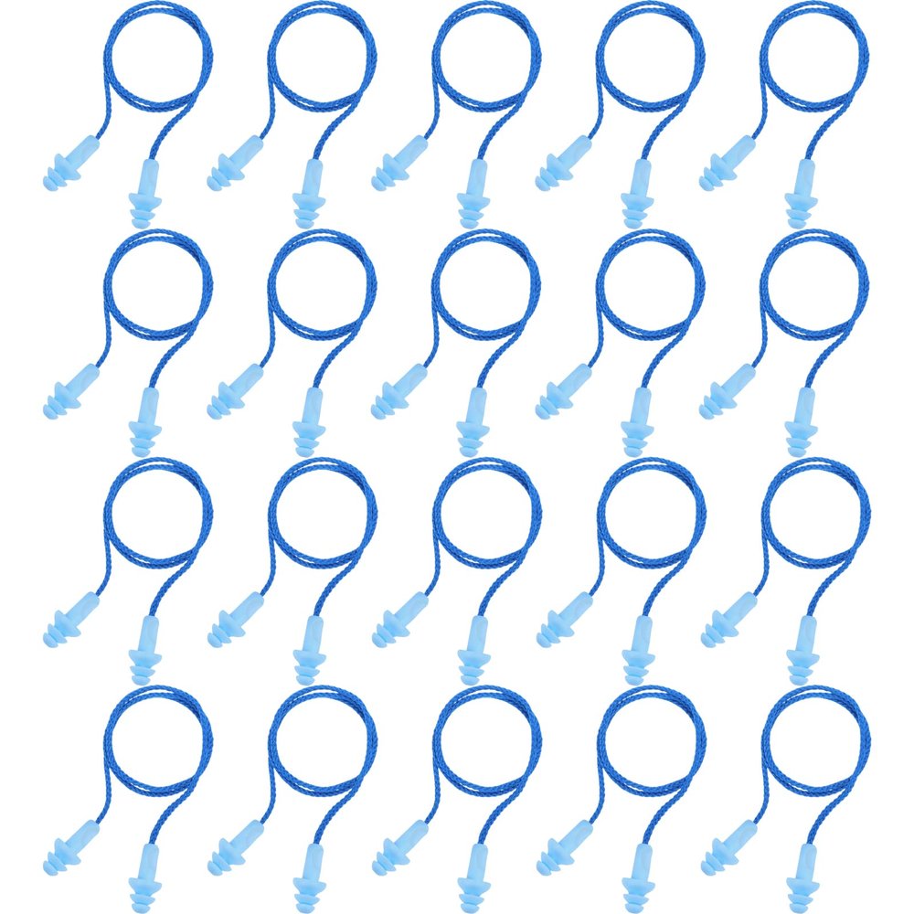 20 Pairs Corded Ear Plugs Reusable Silicone Earplugs with String Banded Ear Plug for Sleeping Noise Cancelling Noise Reduction Hearing Protection(Blue)