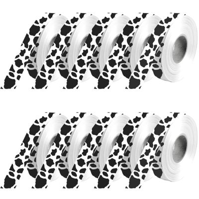 10 Yards x 10 Rolls Cow Print Ribbons 10PCS Cow Print Ribbons 10 Yards Each Curling String for Party Western Cowboy Theme for Birthday Party Favor Supplies Decorations