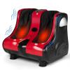 COSTWAY Foot and Calf Massager, Shiatsu Heated Electric Foot Massager with Heating, Vibration, Deep Kneading, Tilt Base, Washable Sleeves, Leg Massager for Relaxation, Foot Pain Relief (Black and Red) view 1