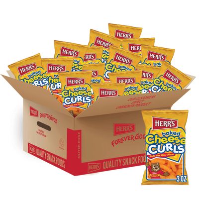 Herr's Baked Cheese Curls, 3 Ounce (Pack of 20 Bags)  Light and Cheesy Baked Curls  Great for Lunchboxes and On-the-Go