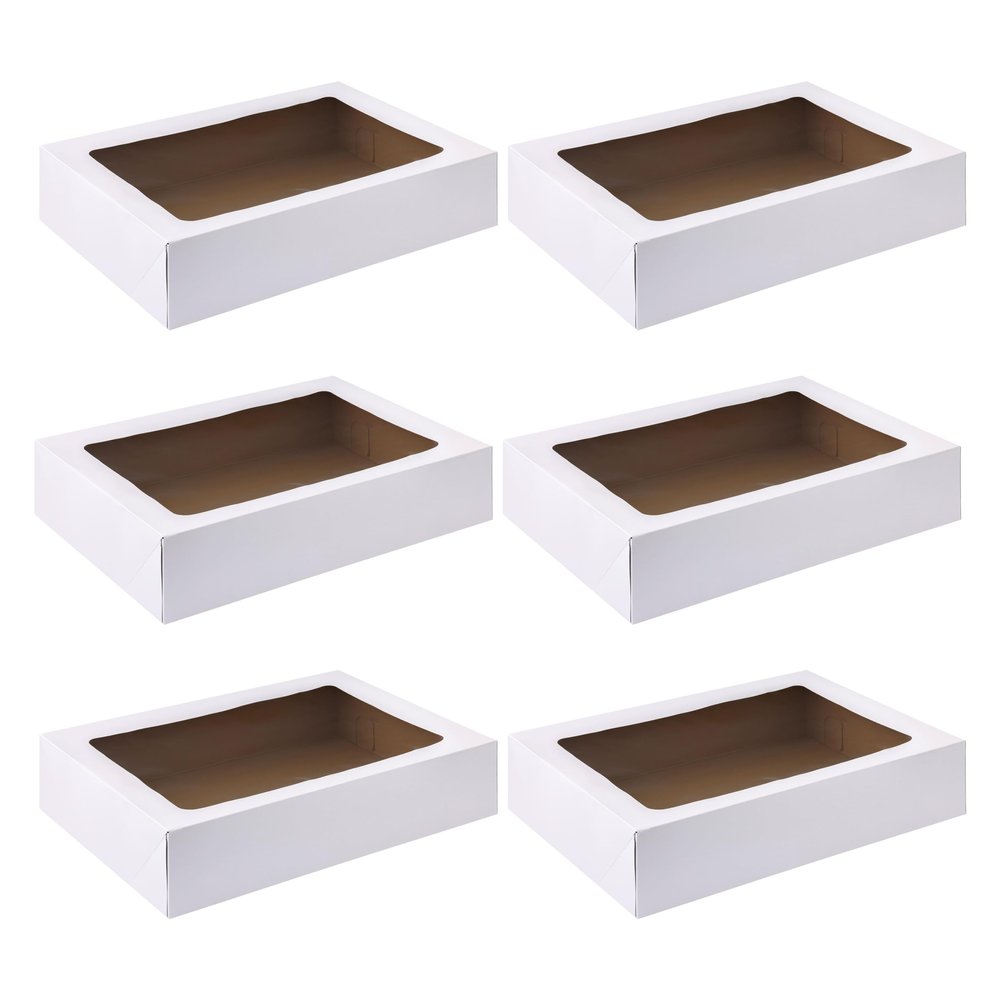 Celebrate It Makery 2 Count (12 total) Corrugated Window Cake Boxes - See-Through Window for Dessert, Cakes, Cookies - Bulk 6 Pack