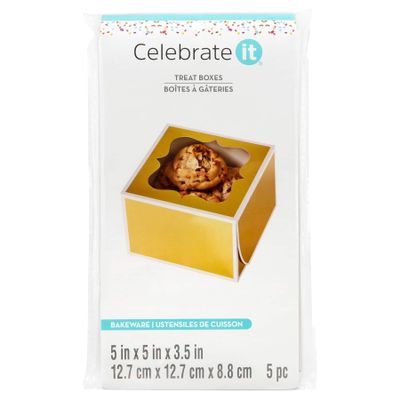 12 Packs: 5 ct. (60 total) 5; Gold Window Treat Boxes by Celebrate It