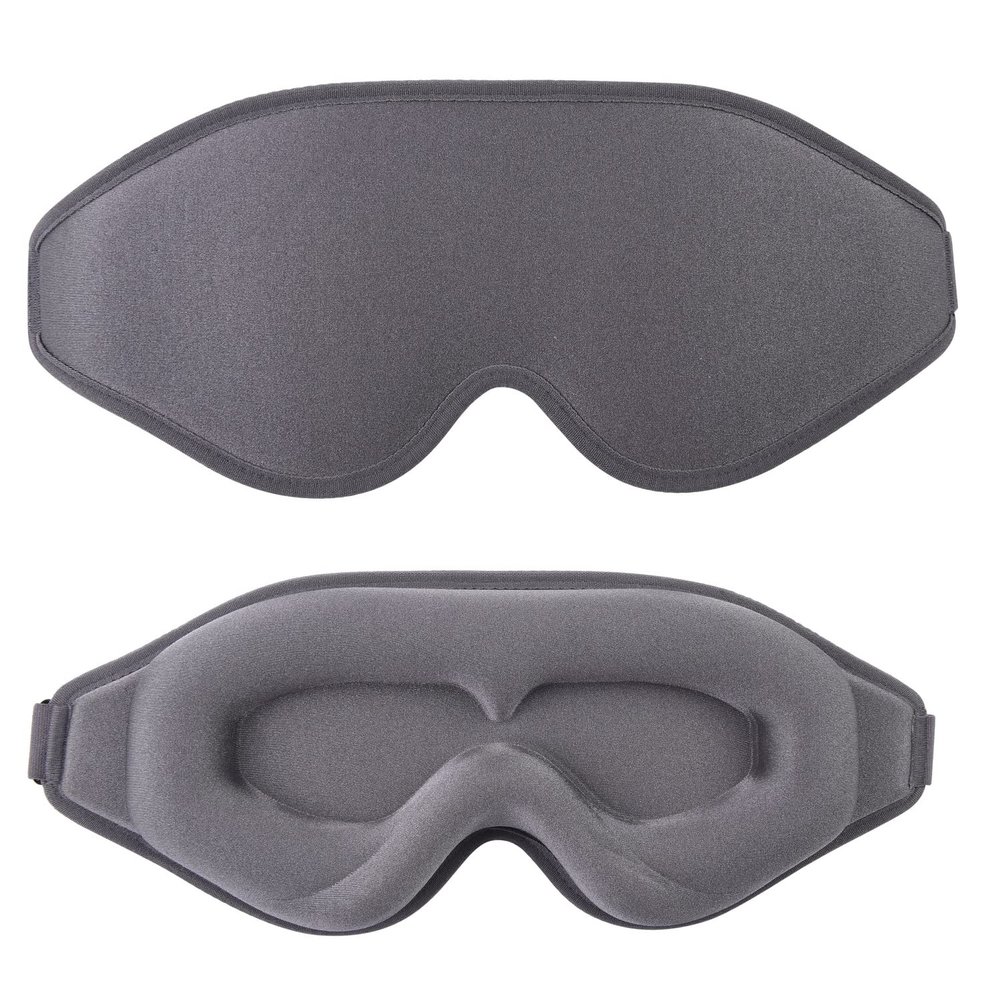 EMICUTE 3D Sleep Mask for Women Men Eye Covers, Super Comfort Eye Mask for Sleeping and Lash Extentions, 100% Blackout Blindfold for Flight Travel Yoga Nap Grey