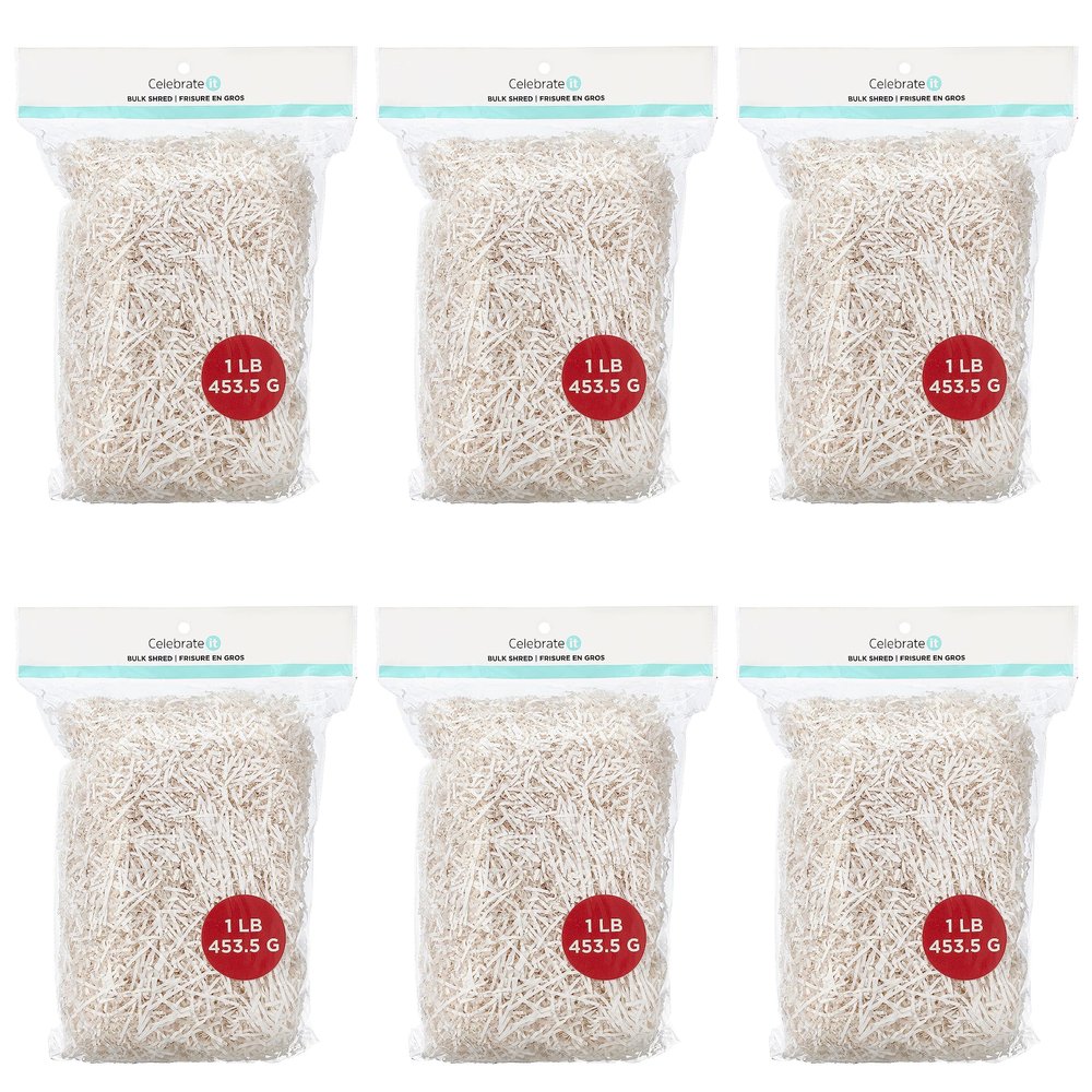 Celebrate It White Paper Shreds, 1lb., 6 Pack