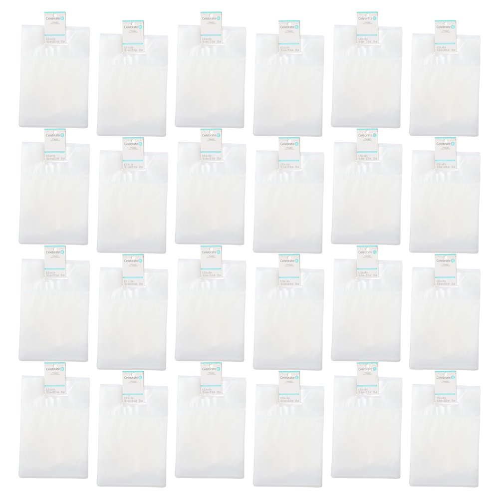 Celebrate It 25 Sheets (600 total) Clear Plastic Zip Treat Bags with Handle - Resealable Bag for Candy, Cookies, and Baked Goods - Bulk 24 Pack