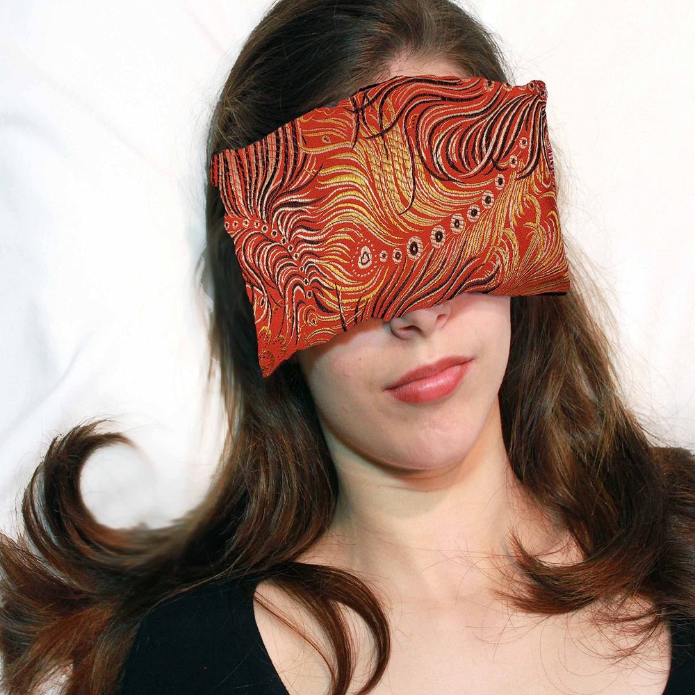 Candi Andi Handmade Luxe Serenity Eye Pillow - All-Natural Flaxseed - Unscented Weighted Eye Mask for Yoga, Meditation, Hot & Cold Therapy - Peacock Red - TEP-PR
