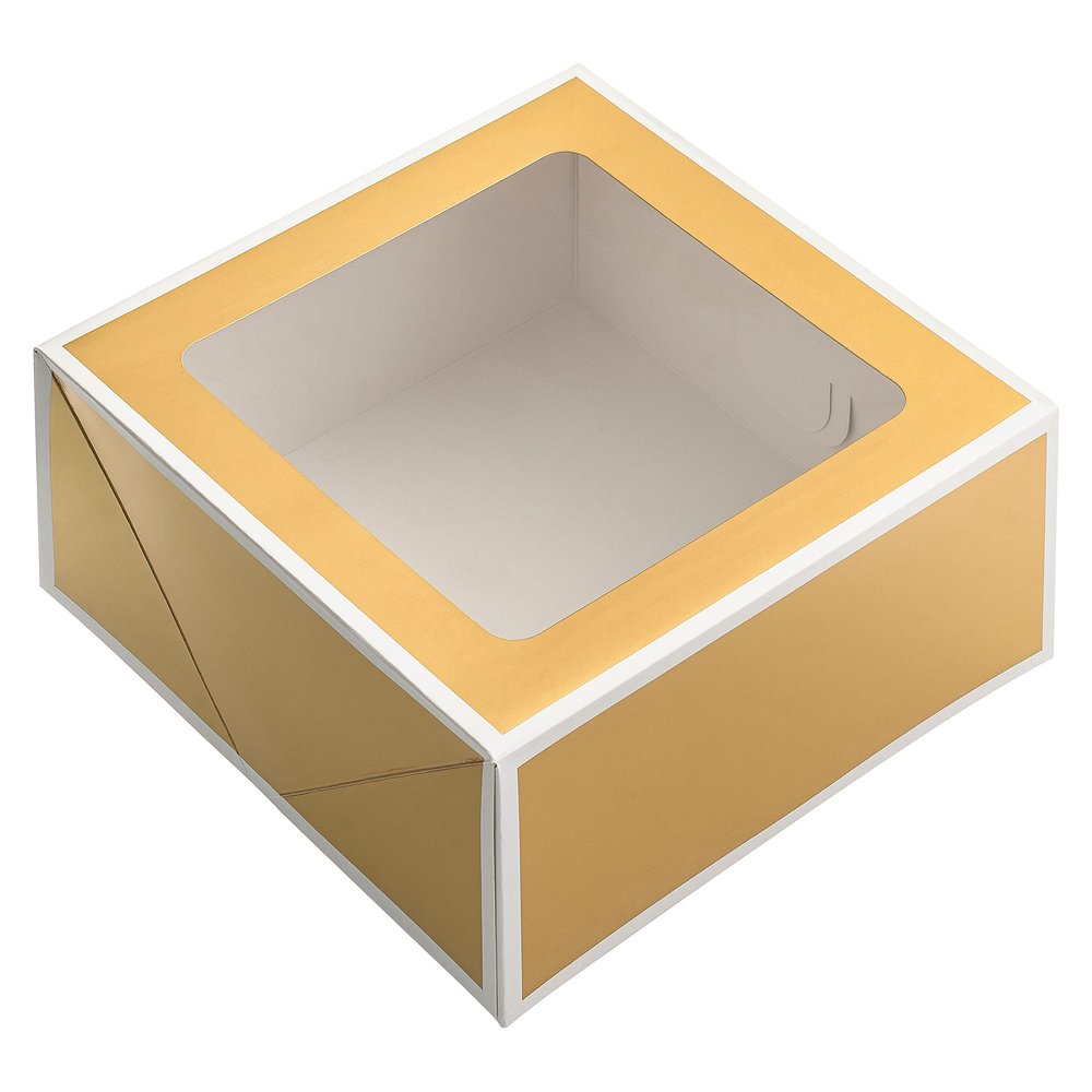 Celebrate It Gold Treat Boxes with White Trim, 6 Packs: 3 ct. (18 total)