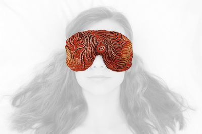 Candi Andi Handmade Weighted Sleep Eye Mask Yoga Pillow - Flax Seed Fill - Lavender Scented - Peacock Red - TEMFL-PR