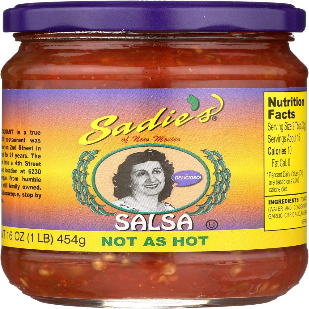 Sadie's Not as Hot Salsa, Non GMO, Vegan, 16 Ounce (Pack of 1)