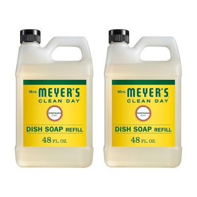 Mrs. MEYER'S CLEAN DAY Liquid Dish Soap Refill, Honeysuckle 48 Fl Oz (Pack of 2)