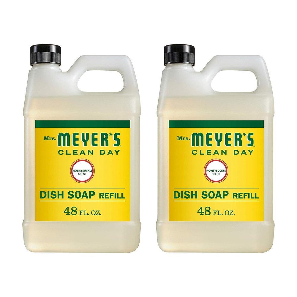 Mrs. MEYER'S CLEAN DAY Liquid Dish Soap Refill, Honeysuckle 48 Fl Oz (Pack of 2)