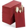 Disposable Linen-Feel Dinner Napkins With Built-in Flatware Pocket, 50-Pack BURGUNDY Prefolded Cloth Like Paper Napkins For Wedding, Dinner Or Party view 1