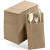50-Pack Disposable Linen-Feel Dinner Napkins With Built-in Flatware Pocket, WOOD Prefolded Cloth Like Paper Napkins For Wedding, Dinner Or Party view 1
