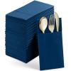 50-Pack Disposable Linen-Feel Dinner Napkins With Built-in Flatware Pocket, BLUE Prefolded Cloth Like Paper Napkins For Wedding, Dinner Or Party view 1