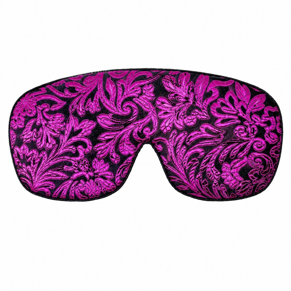 Candi Andi Handmade Opulence Yoga Eye Pillow - Weighted Flaxseed Fill, Lavender Aromatherapy, Satin & Velvet, Adjustable Strap - Ideal for Meditation & Restful Sleep - Magenta Doodle - TEMFL-MD