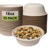 EcoQuality [25 Pack 16 oz Compostable Paper Bowls Heavy-Duty Disposable Bowls, Eco-Friendly Natural Bagasse Unbleached, Hot or Cold Use, 100% Biodegradable Soup Bowls Sugarcane view 1