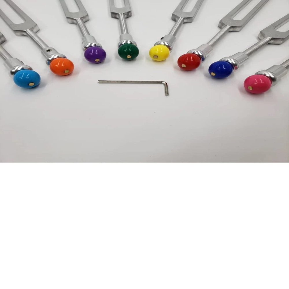 Yantra 8 Sound Healing Color Coded Buddha Beads for Chakra Solfeggio Tuning Forks for Healing with Allen Key