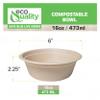 [100 Pack] 16 oz Compostable Paper Bowls Heavy-Duty Disposable Bowls, Eco-Friendly Natural Bagasse Unbleached, Hot or Cold Use, 100% Biodegradable Soup Bowls Sugarcane view 3