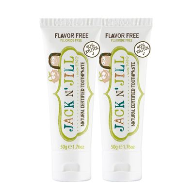 Jack N' Jill Natural Toothpaste for Baby and Infants - Fluoride Free Training Toothpaste, 40% Xylitol, BPA-Free - Flavor Free, 1.76 oz (Pack of 2)