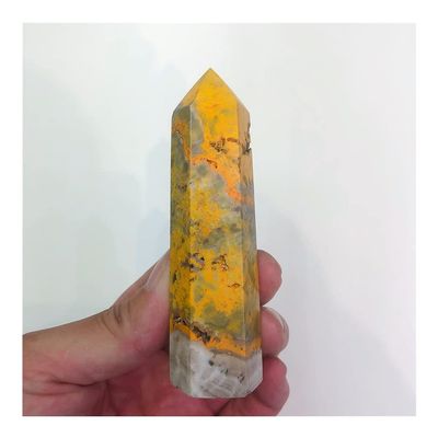 WGPHD Health & Household Natural Crystals Quartz Bumblebee Tower Energy Point Reiki Stone Room Home Office Aquarium Decoration Accessories Gemstone (Size : 130-150g)