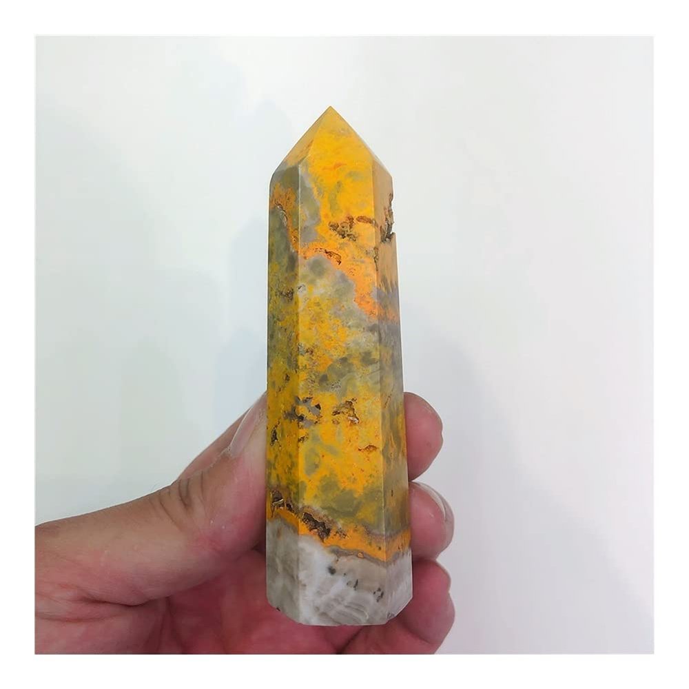 WGPHD Health & Household Natural Crystals Quartz Bumblebee Tower Energy Point Reiki Stone Room Home Office Aquarium Decoration Accessories Gemstone (Size : 130-150g)