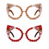 Melrose/Women Rhinestone Vintage Punk Style cat Glasses Frame Eye Bling Rhinestone reading Glasses (2pcs Champagne&red, 3.25, multiplier_x) view 1