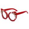 Melrose/Women Rhinestone Vintage Punk Style cat Glasses Frame Eye Bling Rhinestone reading Glasses (2pcs Champagne&red, 3.25, multiplier_x) view 3