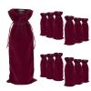 TopTie 12 PCS Velvet Wrap Bags for Wine Bottle 750ml, 6.3 x 15 Inches Drawstrings Bags, Wedding Party Accessories view 1