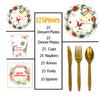 175 Pcs Disposable Christmas Party Supplies Party Tableware Set Happy Christmas Party Tableware Christmas Paper Plates and Napkins Cups Serve for 25 Guests(Type2) view 2