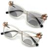 Oversize Transition Photochromic Bifocal Reading Glasses for Women Trendy Cat Eye Computer rhinestones Sunglasses Reades (white, 2.5, multiplier_x) view 1